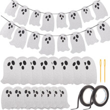 Halloween-Girlande mit silbernen Geistern, 8-teilig