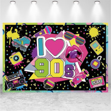 Fondo de vinilo de 8x6 pies con temática de música hip hop, rock y punk de los 90, pared de graffiti para fiestas de cumpleaños, decoración de