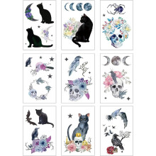 Halloweenské ozdoby na okno - Kočka, vrána, lebka, netopýr Design9Sheets