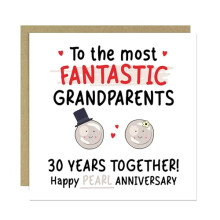 RED OCEAN Pearl Anniversary Card for Grandparents 30 Years Together Happy 30th Wedding Cards for Nanny Grandad Grandma Square Card With Envelope (30t