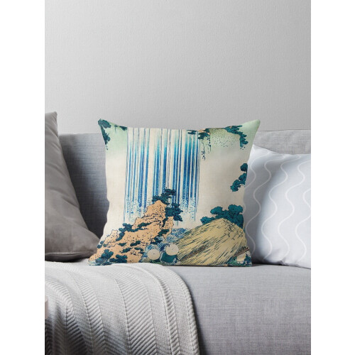 Hokusai vattenfall konst örngott vintage