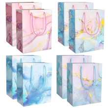 Radsocken 8 Pcs Gift Bags,Medium Gift Bags for Presents with Handle for Men Women Birthday Wedding Baby Shower Festival(Marble Pattern)
