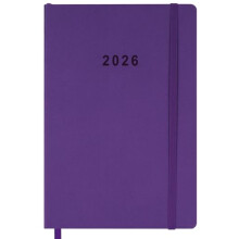 Diary 2026 Week to View with Monthly Pages, Vegan Leather & Band Closure, A5 Size, Purple