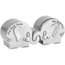 Coffret souvenir éléphant argent antique 2 pièces