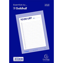 Exacompta - Ref GESTDLA4Z - Guildhall - Essentials To Do List Pad, A4, 60 Sheets, Pre-Ruled for Dates, Tick Boxes & Lines, Glue Bound Head for Easy R