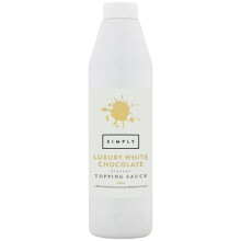 Simply Luxury White Chocolate Topping Sauce, Ready to Use Dessert Sauce for Ice Cream, Waffles, Pancakes, Coffee & Milkshakes (1 kg)