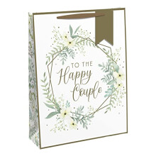 Eurowrap To the Happy Couple Wedding Gift Bag with Tag (Medium Bag White)
