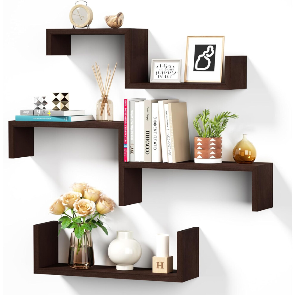 Paulownia Wood Floating Shelves Set Of 5 9009879258278