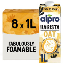 Alpro Barista Oat Drink PlantBased Long Life Dairy Free Lactose Free Great for Coffee Foam 1L Pack of 8