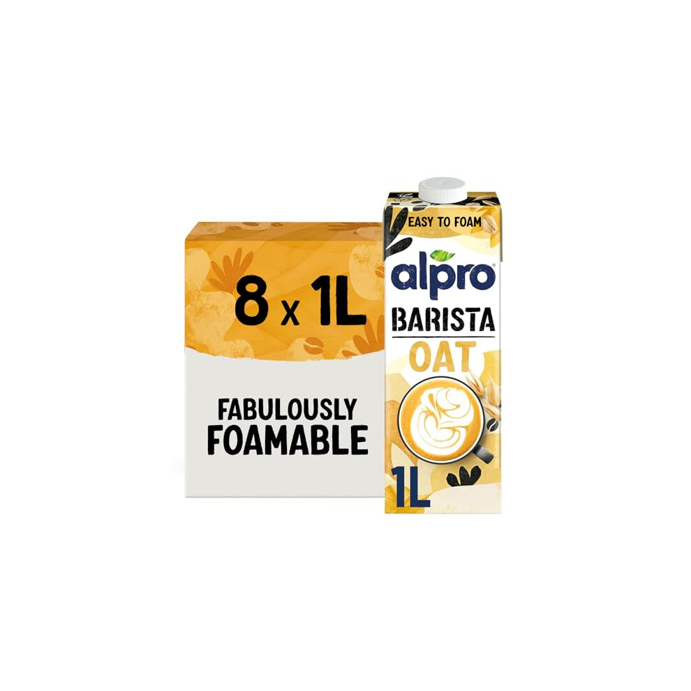 Alpro Barista Oat Drink Plantbased Long Life Dairy Free Lactose Free Great For Coffee Foam 1L Pack Of 8