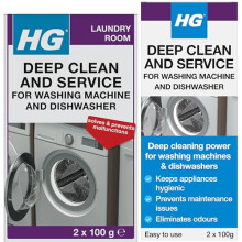 HG Deep Clean and Service for Washing Machines & Dishwashers, Professional Standard Cleaner & Descaler for Home Laundry & Kitchen Cutlery/Plate Clean