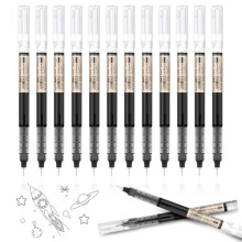 OFFCUP Gel Pens, 12pcs 0.5mm Black Gel Ink Pens, Ultra-Fast Drying Rollerball Pen for Writing, Drawing, and Outlining, Liquid Ink Rollerball Pen for