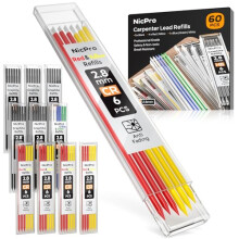 Nicpro Pack of 60 Carpenter's Lead 2.8 mm, Pencil Lead for Carpenter's Pencil, Shatterproof HB Lead for Construction Pencil, Woodworking Pencil (Blac