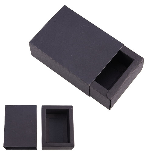 Svart kraftpapperslådlåda rektangulär 11,2x8,2x4,2 cm