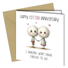 Funny 2nd Anniversary Card, Unique Design, 'Happy Cotton Anniversary' 2 Amazing years down, forever to go #1727