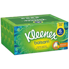 Kleenex Balsam 3 Ply Facial Tissues Superior Soothing Balm Care, 384 Count, Pack of 6, COST270680(Packaging May Vary)