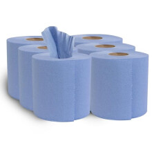 H-Line Blue Rolls (Pack of 12) (3600 Sheets) Centrefeed 2 Ply Kitchen Towels Embossed Pattern Strong & Absorbent Paper Towel Tissue Roll Standard Hou