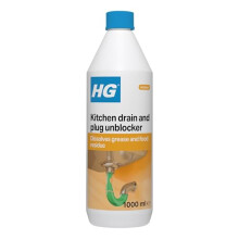HG Kitchen Drain & Plug Unblocker, Natural, Heavy Duty, Kitchen Sink Unblocker & Cleaner for Pipes, Septic Tank Safe - 1 Litre