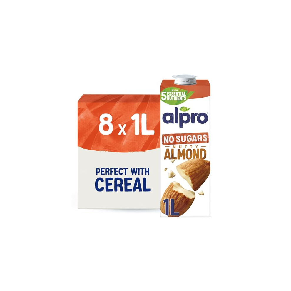 Alpro Almond Drink No Sugars Unsweetened Plantbased Long Life Dairy Free Lactose Free Milk Alternative 1L Pack Of 8