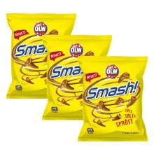 ScandiKitchen, OLW, Smash, Norwegian Chocolate Covered Corn Snacks, Salty, Sweet and Crunchy, 100g x3 Packs