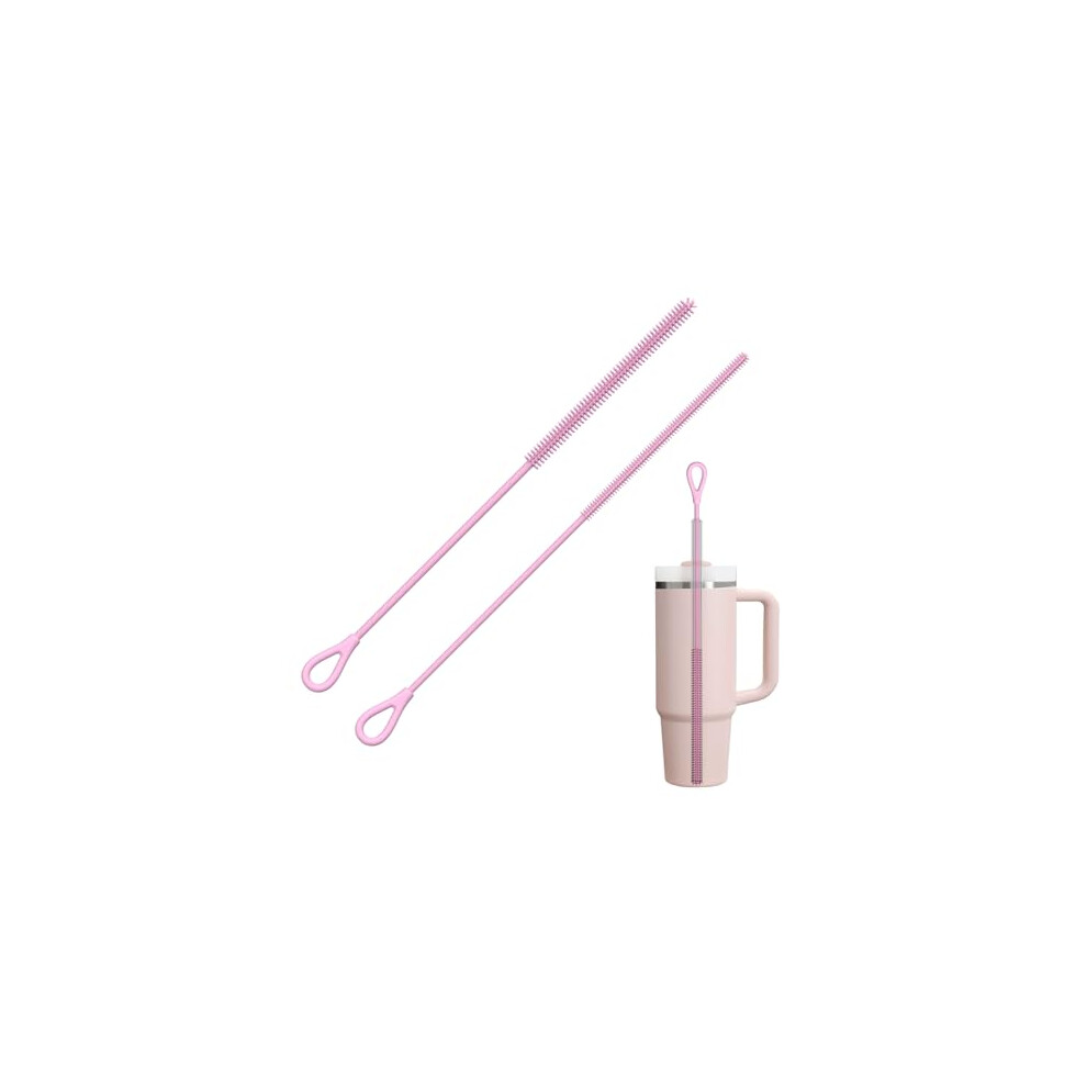 Silicone Straw Cleaner Brush, 2Pcs Reusable Straw Brush For Straws, Non-Slip Handle Soft And Bendable, 6Mm+9Mm, Pink 41686355
