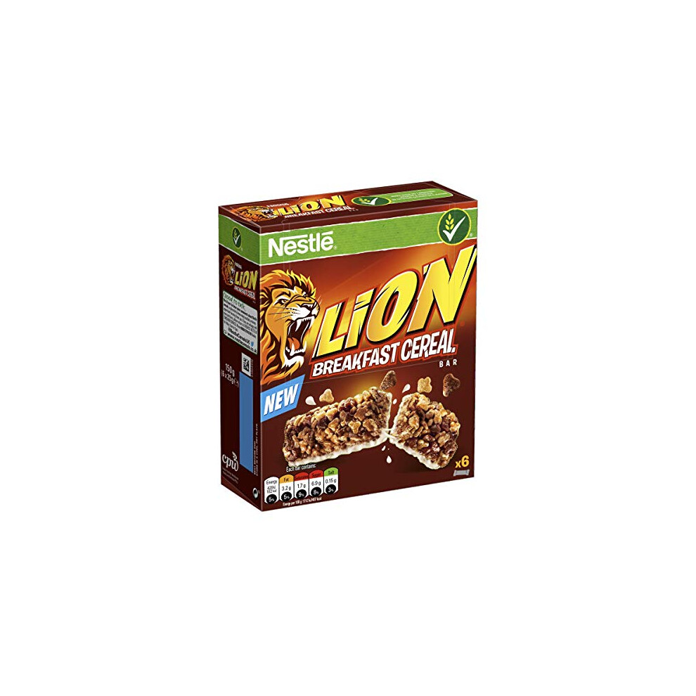 Nestle Nestlé Cereals Lion Breakfast Cereal Milk Bar Source Of Fibre 5 Vitamins Calcium 6 X 25G Bar Multipack