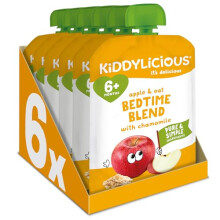 Kiddylicious Bedtime Blend Apple Oat Chamomile Pouches Delicious Pouches for Babies Suitable for 6 Months 100g x 6 Packs
