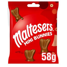 Maltesers Chocolate Mini Bunnies Bag, Milk Chocolate, Honeycomb & Malt filling, 58g, Ideal for Easter egg hunt, Gift, or Snacks