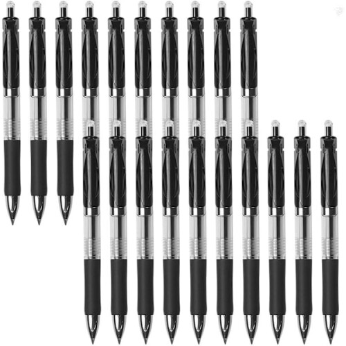 Stylos gel noirs 0,5 mm, lot de 20