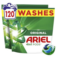 Ariel 4in1 PODS, Washing Liquid Laundry Detergent Capsules 120 Washes, Original, Stain & Odour Removal in 1 Wash, Great Even In Cold & Short