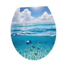 Toilet Lid Decals Ocean Theme Peel and Stick Bathroom Wall Stickers PVC Waterproof Easy Clean