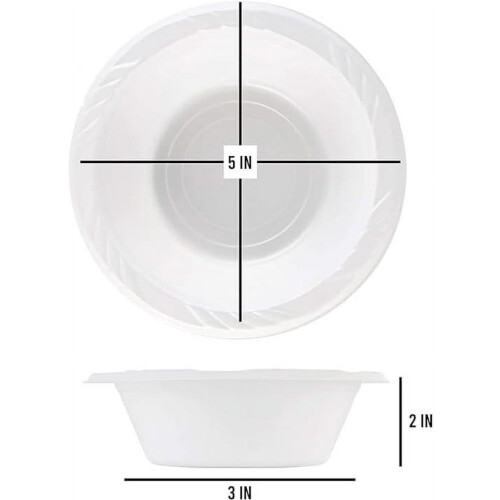 5 oz Medium Weight White Plastic Soup Bowls (Pack of 100) 1