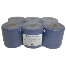 Blue Centre Feed Paper Roll - 2 Ply, 6 Pack | Strong, Absorbent Cleaning Towel for Kitchen, Industrial & Commercial Use | Embossed Wipe Tissue for Di