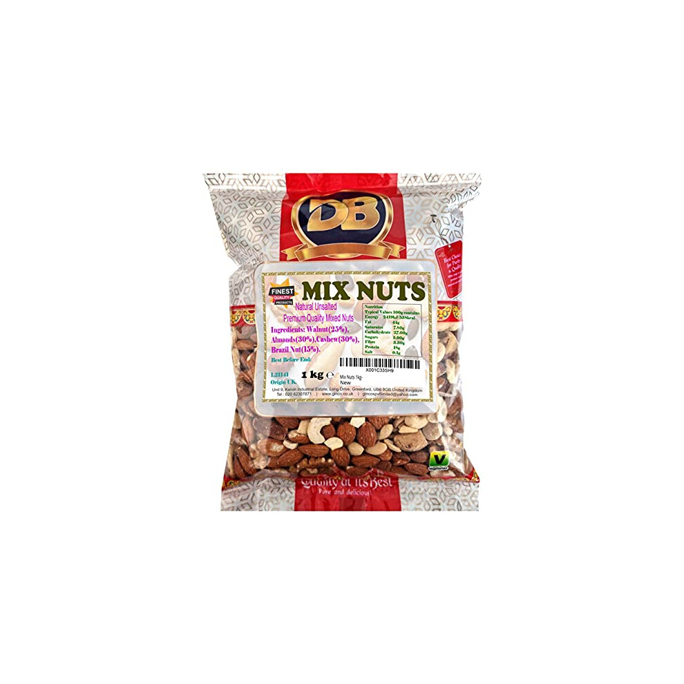Mix Nuts 1Kg: Raw & Unsalted Cashews, Almonds, Walnuts, Brazil Nuts - Nutritious Vegan, Keto, Vegetarian Snack Mix, Bulk Diet Treat & Wholesome Gift Ginco