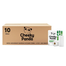 The Cheeky Panda Bamboo Kitchen Roll 10 Kitchen Rolls 1000 Super Strong Sheets Naturally Strong and Absorbent Plastic Free Kitchen Paper Towels