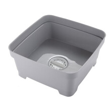 Minky Washing Up Bowl with Sink Plug Strainer, Multipurpose Square Basin, Grey, 11L, UK Made