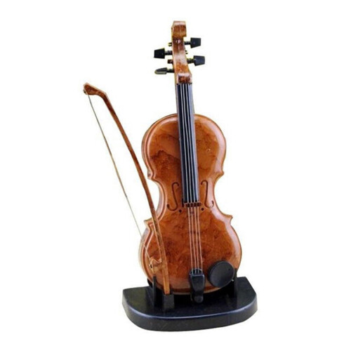 Træheststatue og violin spilledåse dekorationssæt 1