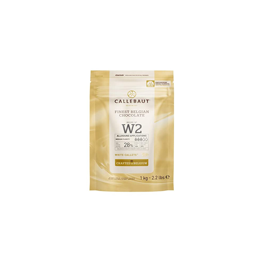 Callebaut W2 Finest Belgian White Chocolate Couverture Callets 28.0% Cocoa 1Kg