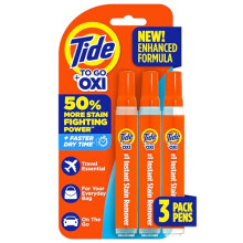 Tide To Go Stain Remover Pens - Instant Spot Cleaner, Portable & Travel-Friendly, Works on Food & Drink Stains, 3 Count