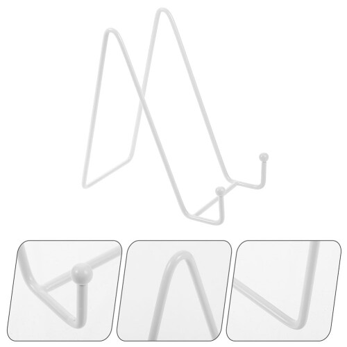 Iron Wire Plate Display Stand Easel White 2pcs 2