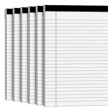 Note Pads 5x8 Small Legal Pads White Notepad, 6 Pack, Narrow Ruled Notepads, Micro Perforated Legal Writing Pads Memo Pad, 30 Sheet/ Note Pad, Notebo