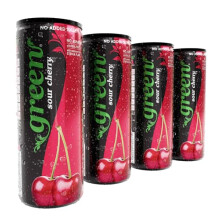 Green Sour Cherry - Low Calorie Soft Drinks - Sparkling Cherry Flavour with 10% Natural Juice - No Added Sugar, Sweetened with Stevia, No Aspartame -