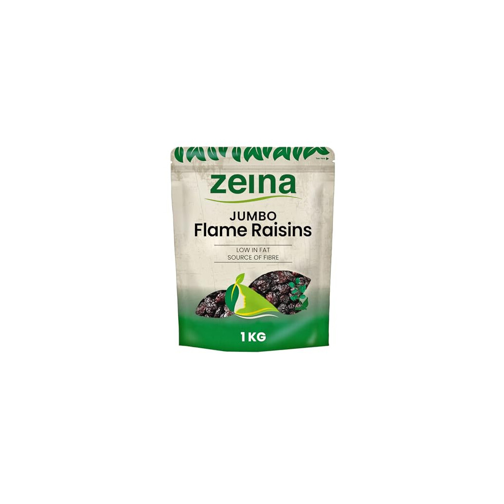 Zeina Jumbo Flame Raisins With Resealable Zip For Snacking And Home Baking (1Kg) - Source Of Fibre, Low Fat - Perfect As Raisins Snack Packs For Kids Zeina Love Our Food