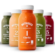 Nutriseed 1 Day Juice Cleanse (5 x 250ml) - Weight Management & Detox Cleanse Cold Pressed Juice, Healthy Diet, No Added Sugar or Preservatives, Vega