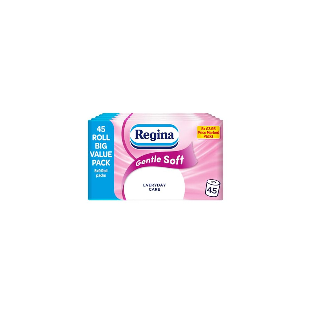 Regina Gentle Soft Toilet Tissue 45 Rolls Of 3 Ply Toilet Paper 160 Sheets Soft And Gentle 30 Pcr Plastic Packaging Fsc Certificated