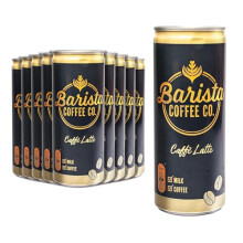 Barista Coffee Co. Medium Roast Caffe Latte Iced Coffee Drink Tin Can, Ready To Drink, 250 ml (Pack of 12)