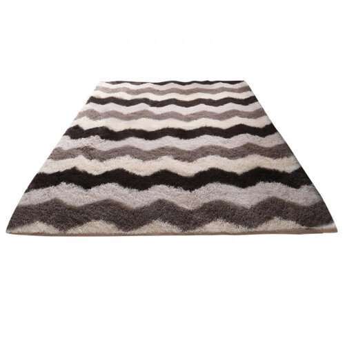 Fluffig geometrisk matta 120x150 cm grå och vit 1