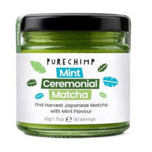 PureChimp Ceremonial Grade Matcha Powder Mint Flavour 50g. 100% Pure Green Tea with Peppermint Powder. Shade-Grown for Matcha Latte, Teas & Recipes.