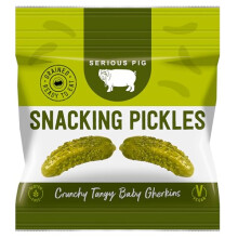 Serious Pig Snacking Pickles, Ready To Eat Gherkins In A Pouch, with Dill and Garlic, Low Carb, Low Calorie (20 x 20g)