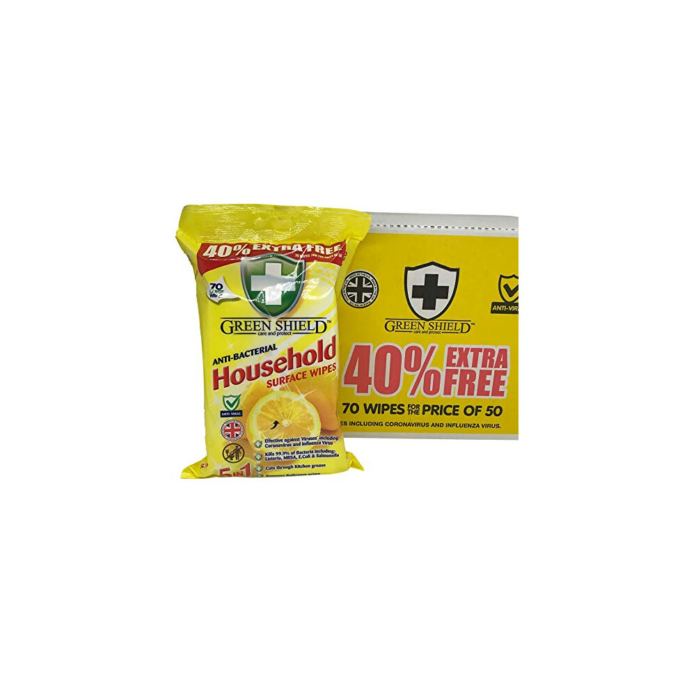Antibac Household Surface Wipes Box,70 Wipes Each 70 (Box Of 12) Greenshield